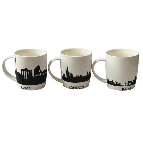 Set Of 3 Soho Loft City Skyline Mugs Paris London Rome Dishwasher Microwave Safe - Picture 4 of 11